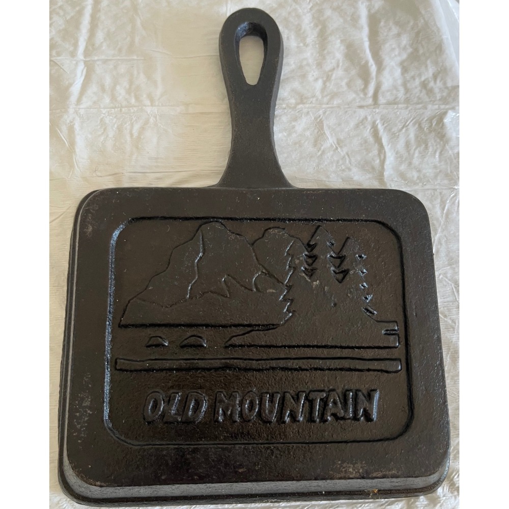 Old Mountain Cast Iron‎ Skillet Pan Rectangular Mountain Scene
